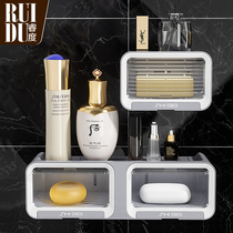 Soap Box Wall-mounted Leachate Free Punch Creative Fashion Big double washroom Shelf with cover soap box