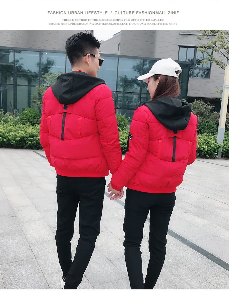 Cặp đôi cotton mùa đông 2018 ngắn dày ấm áp áo khoác cotton giản dị hoang dã mẫu đôi áo khoác mỏng thủy triều áo khoác đôi