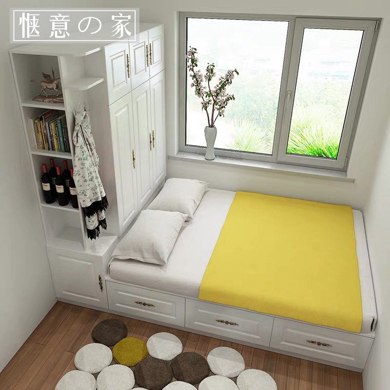 Tatami bed wardrobe one-piece bookcase Composition modern minimalist small family type storage accommodation European-style children's bed custom-made
