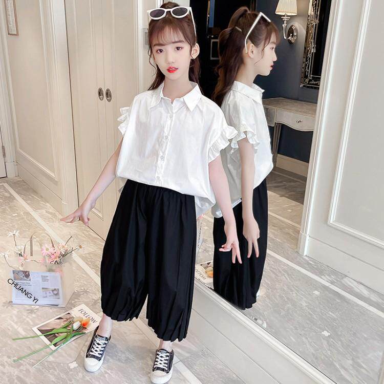 Girl's summer clothing online red suit 2021 new CUHK children's clothing 12 Elementary school girls 15 Summer clothes 11 years old