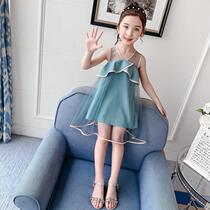 Girls dress 2021 new summer clothes 8 middle children 7 great children 12 years old girl Snow spinning dresses foreign air princess dresses