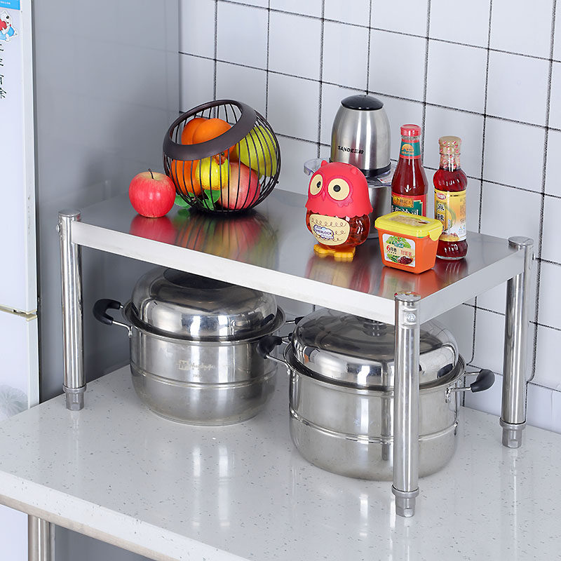 Kitchen rack stainless steel countertop one layer of electrical appliances storage microwave oven seasoning tank rack stove single-layer desktop