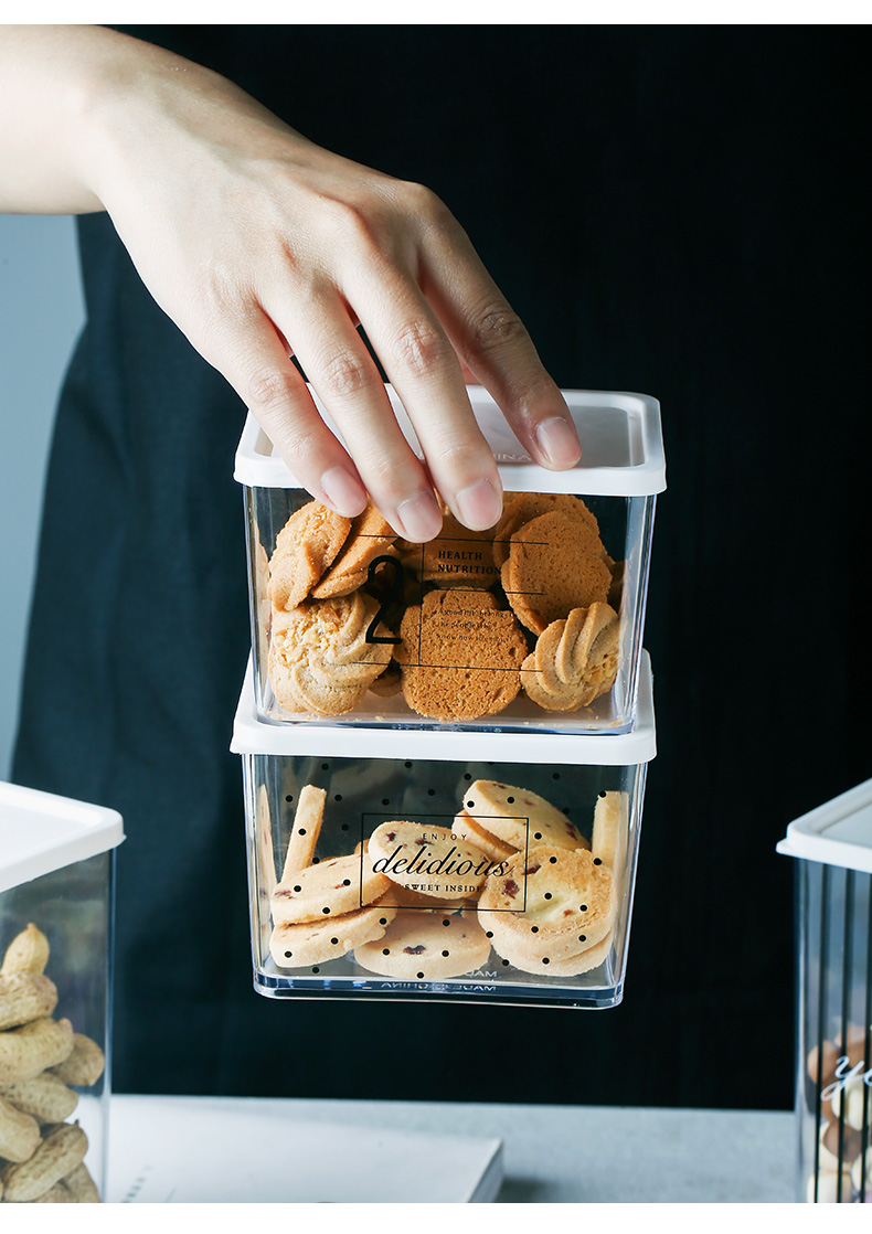 Porcelain color beauty Nordic transparent seal pot snack dried fruit grain storage box of household kitchen receive food storage tank
