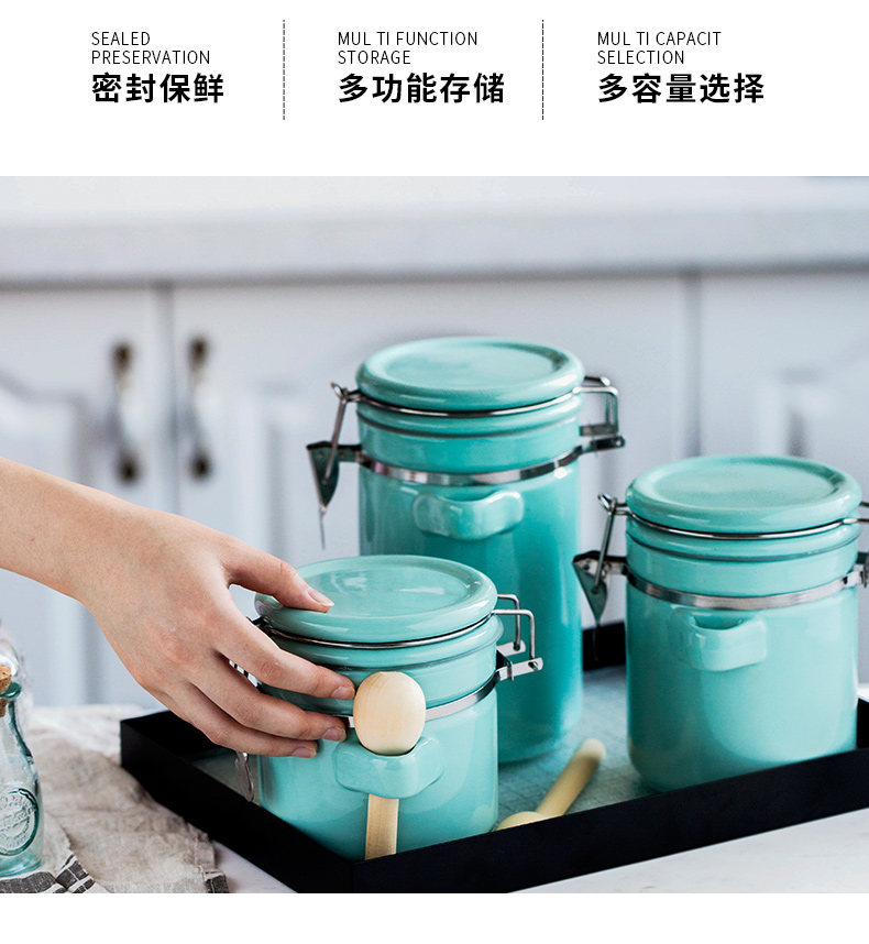 Beauty color porcelain ceramic sealed with cover storage jar sugar tea pot food grains, receive a jar of coffee pot