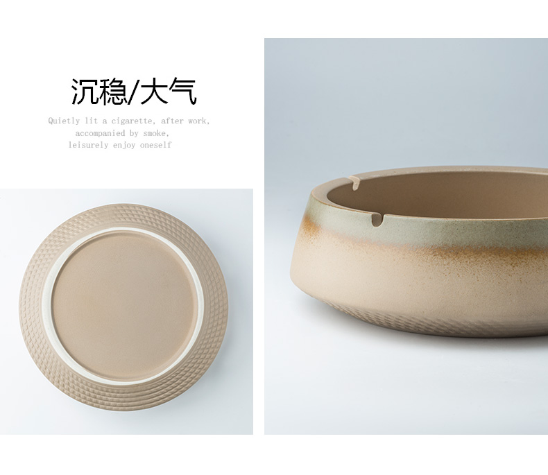 Porcelain color beauty creative emboss ceramic ashtray large thick retro home sitting room office ashtray