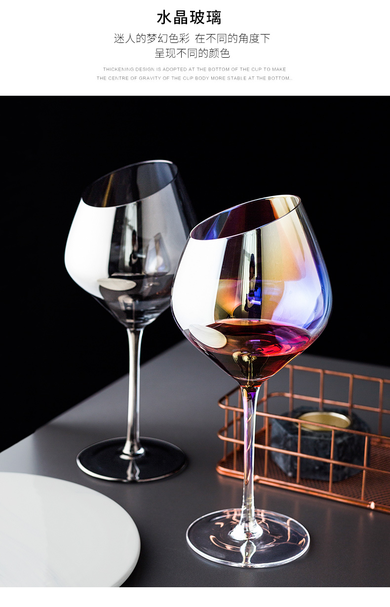 Porcelain color beautiful European bevel glass with large glasses of red wine glass goblet champagne glass