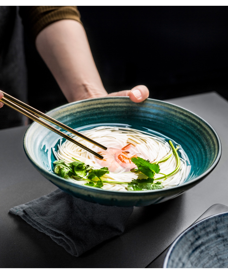 Porcelain color beauty of Japanese ceramic bowl relief rainbow such always pull household soup bowl rainbow such use large salad bowl dish bowl of tableware restoring ancient ways