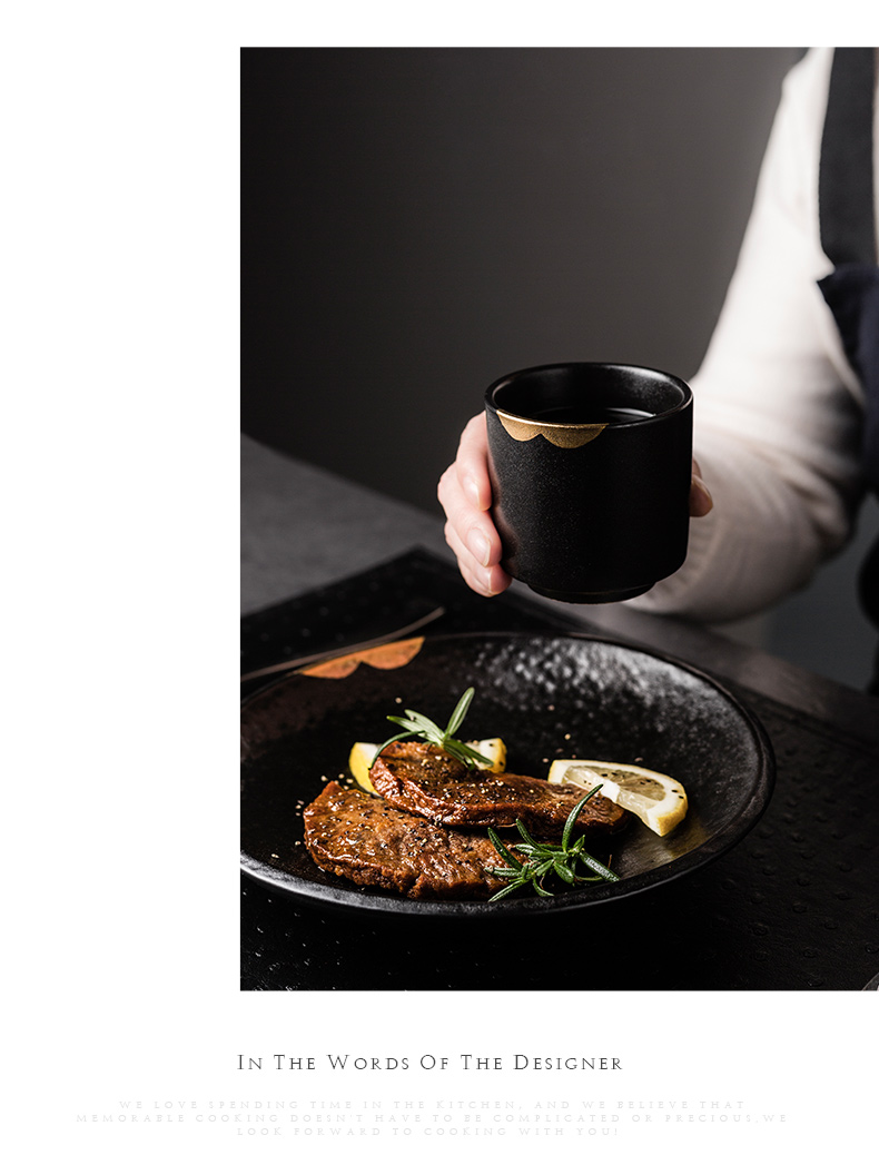 Porcelain color beauty creative black ceramic tableware paint edge household rice bowls rainbow such as bowl bowl dish dish steak dishes