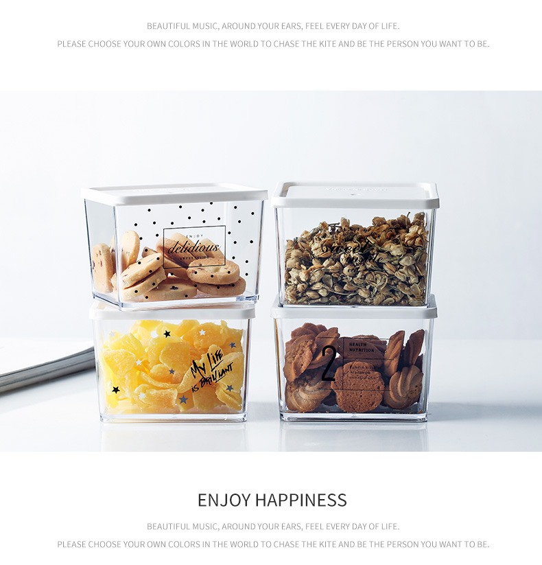 Porcelain color beauty Nordic transparent seal pot snack dried fruit grain storage box of household kitchen receive food storage tank