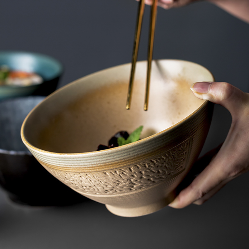 Porcelain color American Japanese kiln variable glazed hat ramen bowl ceramic soup bowl household vegetable bowl instant noodle bowl salad bowl high-footed bowl