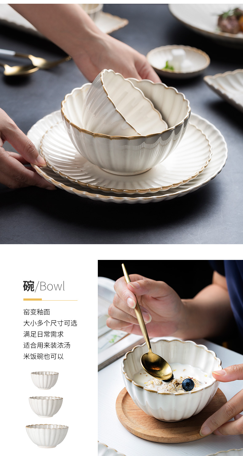 Porcelain color beautiful by creative dish ceramic tableware household rice bowls salad bowl such dishes taste western food dish dish dish plate