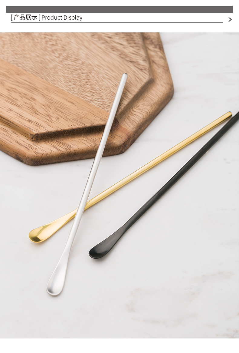 Porcelain color beauty stainless steel ladles mixing spoon, coffee spoon, creative ice run honey cocktail swizzle stick