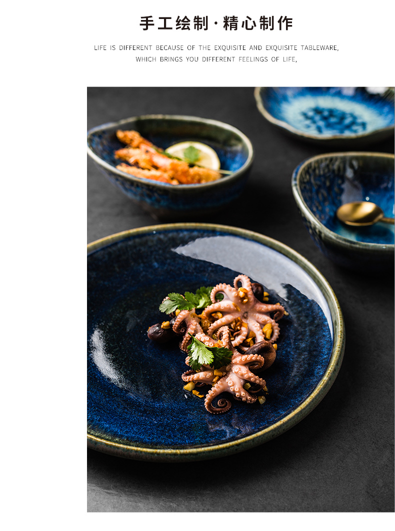 Porcelain color beauty creative variable glaze household bowls plates ceramic tableware special rice bowls bowl rainbow such as bowl dish plate of flat