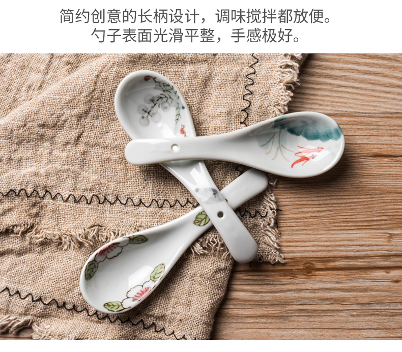 Japanese style and the wind under the glaze color small spoon, creative ceramic dinner spoon practical tableware ultimately responds soup spoon, spoon, household