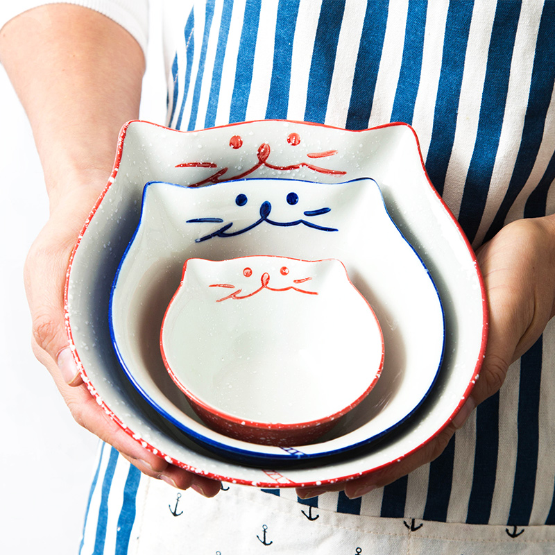 The Cat creative move fruit salad bowl ceramic bowl of soup bowl home children tableware express cartoon bowl bowl