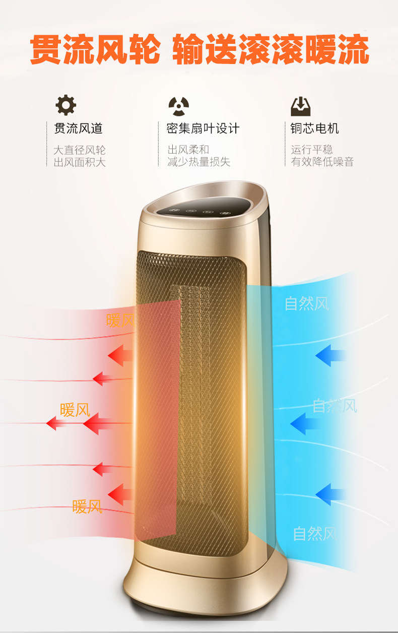 韩国 现代 遥控立式取暖器 家用暖风机 整屋升温 2000W 图6
