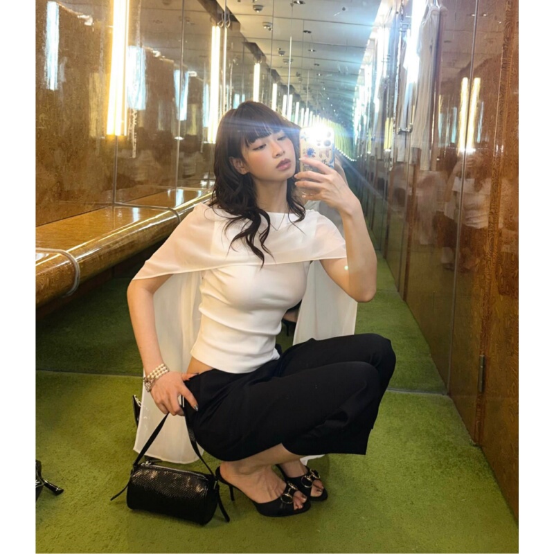 Placeorder Korean Niche Multi-Wear Sheer Shawl Backless Off-Shoulder Slim-Fit Slimming Tank Top