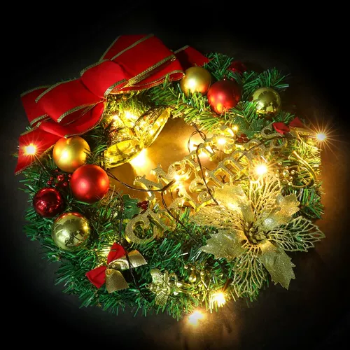 Рождественское рождественское цветочное кольцо лук Новый год, висящие новогодние рождественская елка 30/40/60 см. Цветочное кольцо