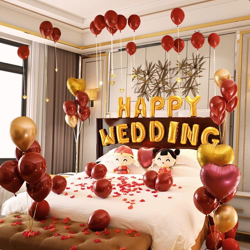 Свадебный алюминиевый фильм Balloon Свадьба Новый свадебный дом украшения романтическая сеть красно -конфессий Пакет творческие праздничные поставки