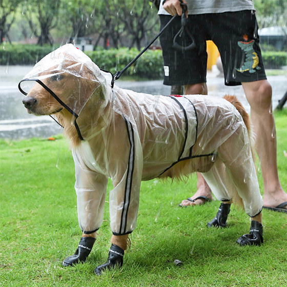 Dog raincoat waterproof all-inclusive pet big dog Labrador dog umbrella clothes medium and large dog golden retriever poncho