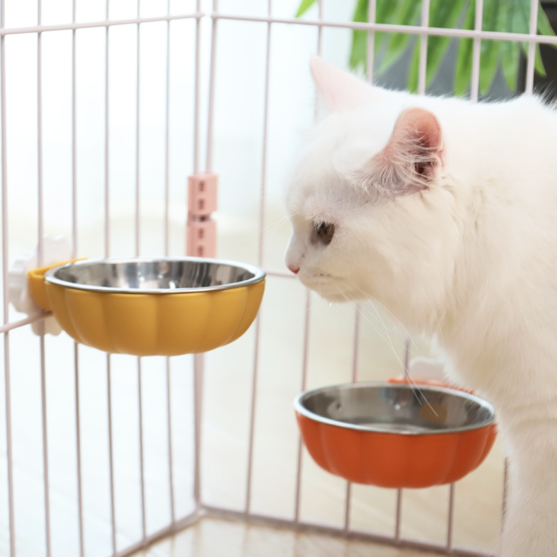Dog Basin Dog Bowl cat Cat Food Basin Dogs Drinking Water Bowls Anti-Overturning Young Cat Cat Bowls Pets Suspended Stainless Steel Rice Bowls