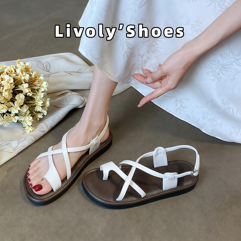 French Roman Style Vacation Thick-Soled Sandals for Women, Versatile Slip-On Shoes, Summer Shoes, One-Strap Sandals, Casual Shoes French Roman Style Vacation Thick-Soled Sandals for Women, Versatile Slip-On Shoes, Summer Shoes, One-Strap Sandals, Casual Shoes