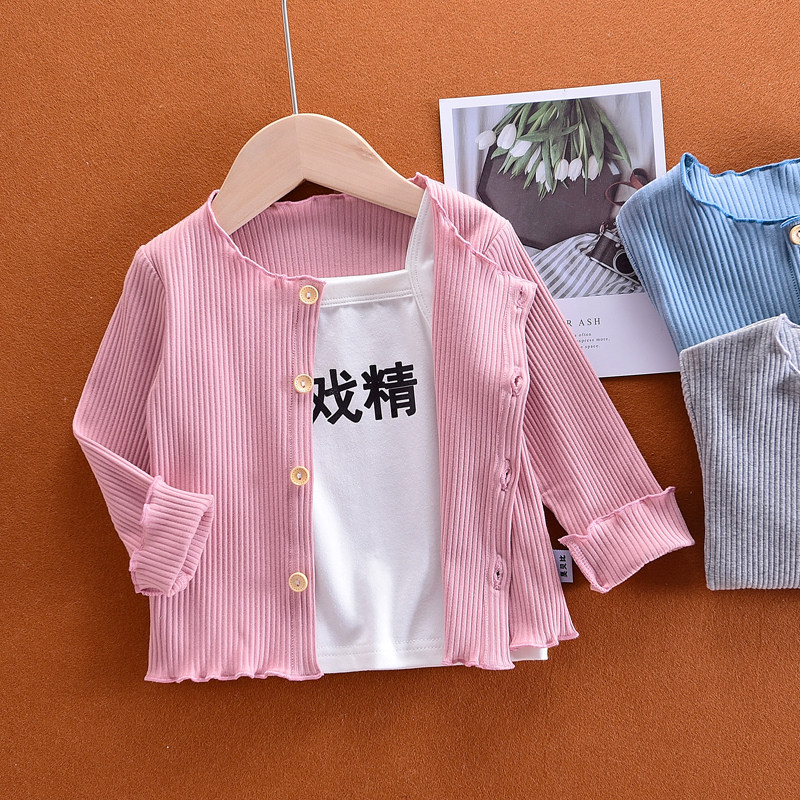 Baby long sleeve sweater spring and autumn fashion girl outer coat Han-shan Yang Gas Little Cover