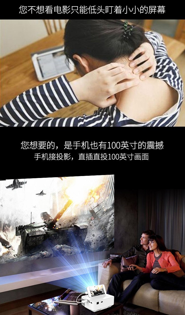 Máy chiếu siêu ngắn thông minh HD rạp hát tại nhà khoảng cách ngắn không có màn hình TV mini điện thoại di động máy chiếu gia đình - Máy chiếu máy chiếu mini giá rẻ dưới 1 triệu