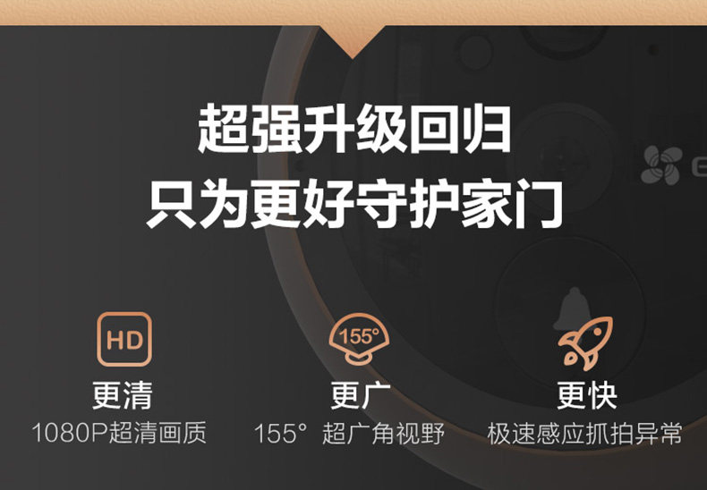 海康威视旗下 萤石 DP1C 智能夜视电子猫眼 监控摄像头/人脸识别/门铃 图3