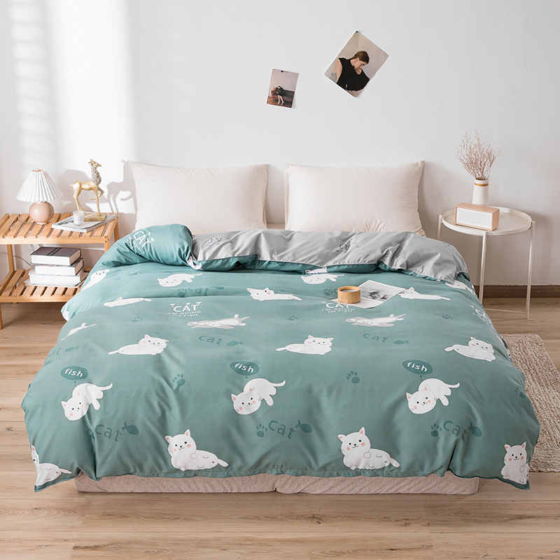 Hong Kong & Little Lazy Cat & Shunfengdormitory On the bed full set Washed cotton Four piece suit Sheet quilt suit Three piece set student Single person 7 suit combination 8