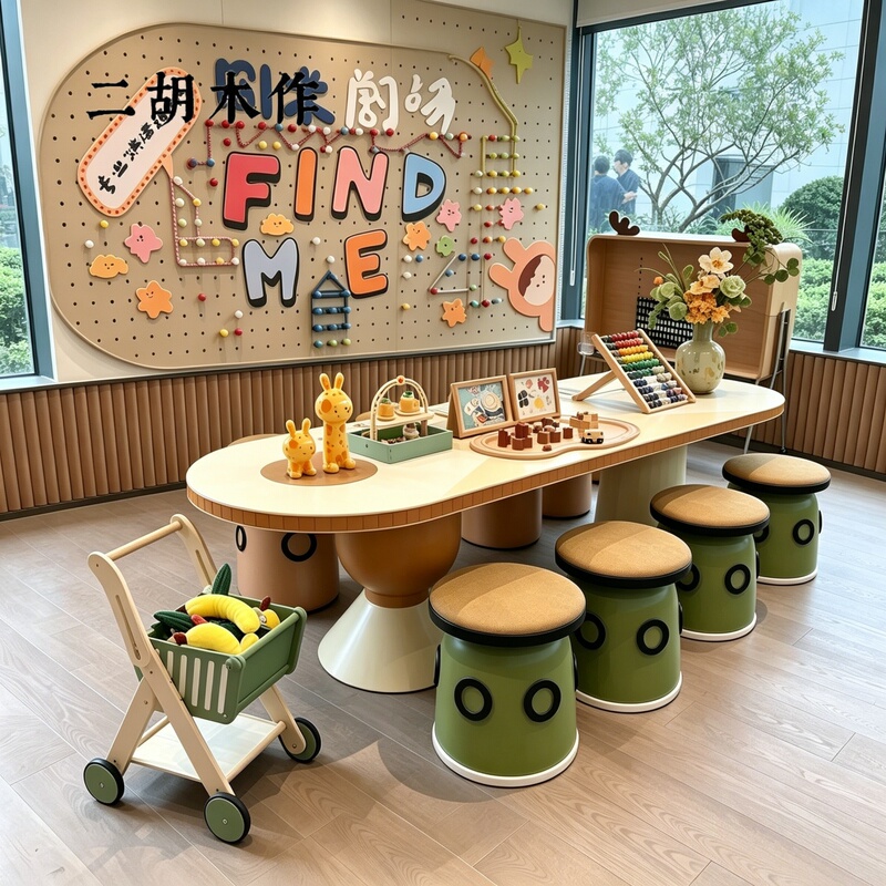 Children's Activity Area with Tables and Chairs, Daycare and Training Center Learning Craft Tables, Sales Office Solid Wood Tables and Chairs Children's Activity Area with Tables and Chairs, Daycare and Training Center Learning Craft Tables, Sales Office Solid Wood Tables and Chairs