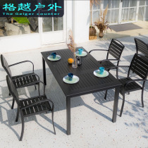Outdoor Table And Chairs Patio ANTI-CORROSIVE WOOD OPEN TABLE AND CHAIRS COMBINED CAST ALUMINIUM BALCONY OUTDOOR LEISURE PLASTIC WOOD CAFE TABLE AND CHAIRS