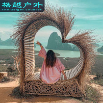 Bali Net Red Birds Nest with Autumn Thousands Outdoor Large Loving Birds Nest Chair Landing Hanging Chair Folk Photo