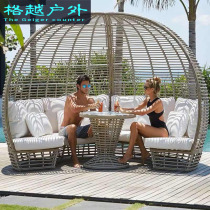 Creative Casual Balcony Open-air Rattan Chair Vine Bed Upscale Rattan outdoor sofa Rattan Rattan Caged Bird Cage Large Lying Bed