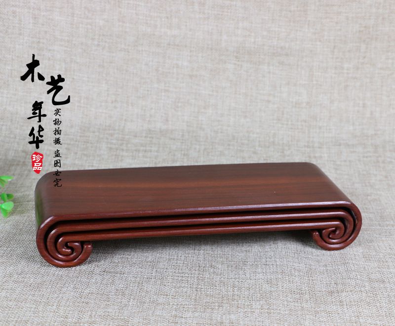 Red Wood Handicraft Purple Sand jug Rectangular Chiishi Jade head Book Roll Several wood Vase Bonsai Solid Wood Tobottom Seat-Taobao