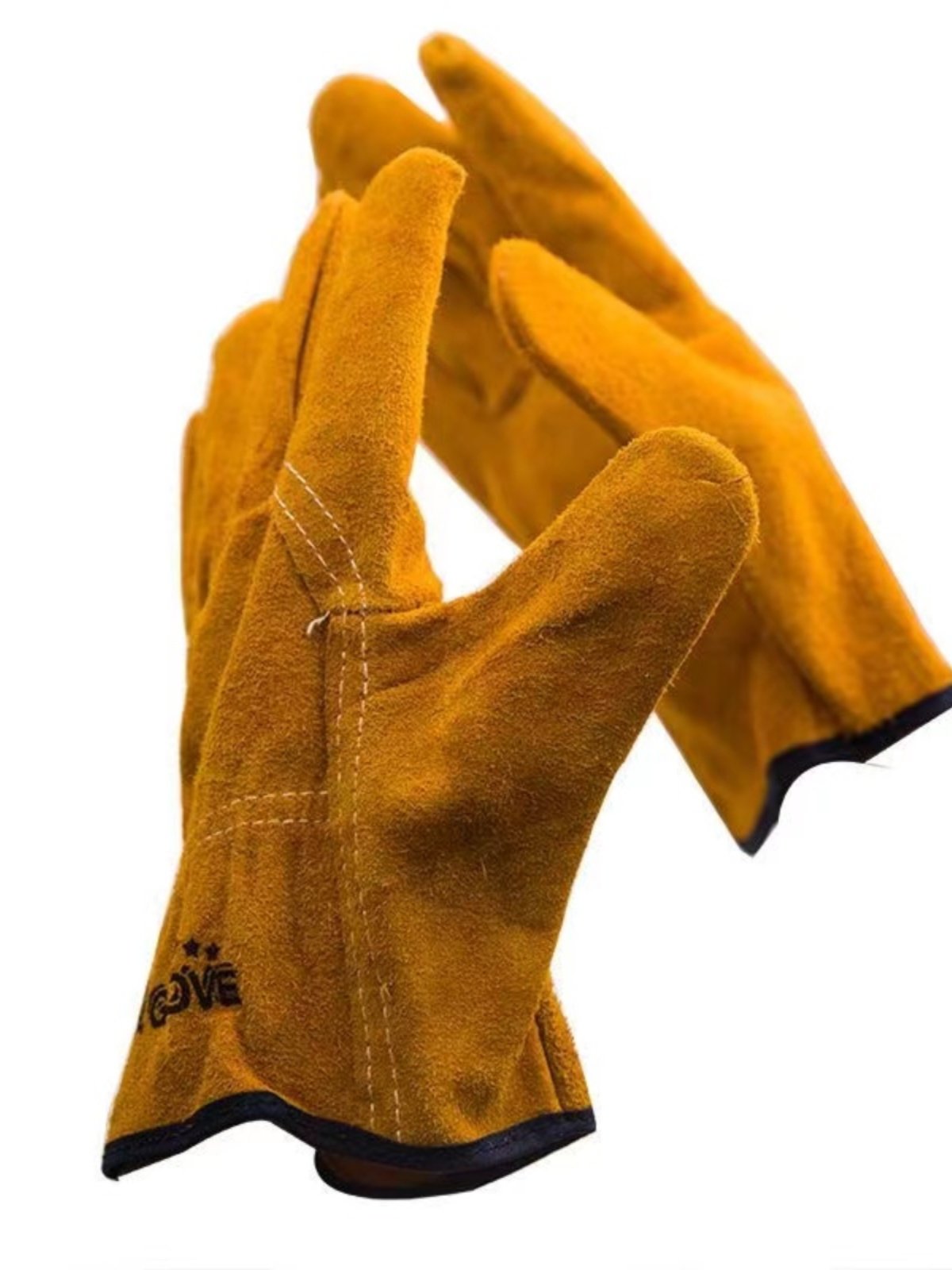 Thickened Cowhide Outdoor Protective Gloves, Heat-Insulating Gloves, Outdoor Gloves, Camping Barbecue Labor Protection Gloves, Wear-Resistant and Anti-Scalding