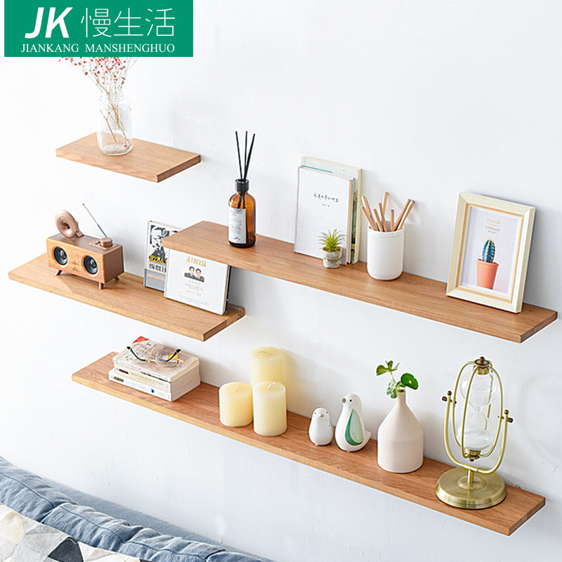 Solid wood wall shelve lined with partition shelf Wall TV wall Wall Bedroom Wall Shelf Hanging Wall Partition
