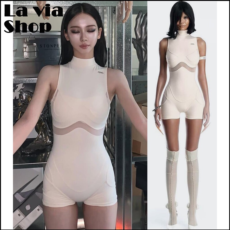 【La Via】Authentic In-Stock Feng System Yoo Ji-Min Style Futuristic Sleeveless High-Neck Jumpsuit