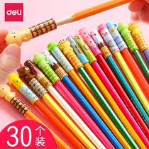 Derei cartoon cute pen set pencil cap Primary School pencil cap pencil cap pencil head shot protective cap pen correction