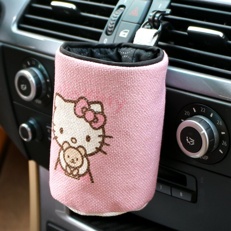 Car mobile phone bag bag bag bag cartoon cute female bucket cart on car interior car decoration car