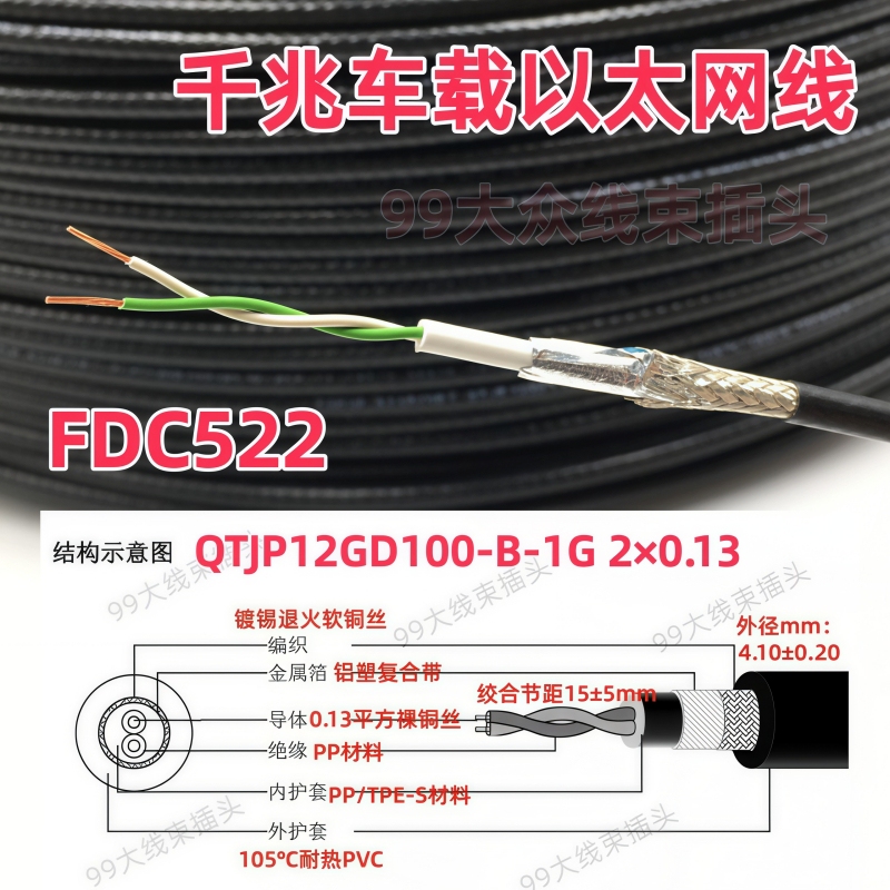 Vehicle Ethernet Cable Gigabit Automotive Open Tc09 Stp Ethernet Data Cable Sheath Fuchs Fdc522