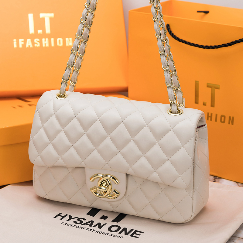 Tweed Style Cf Chain Bag 2026 New Model Famous Brand Genuine Quilted Single Shoulder Crossbody Bag Women's Genuine Leather Bag