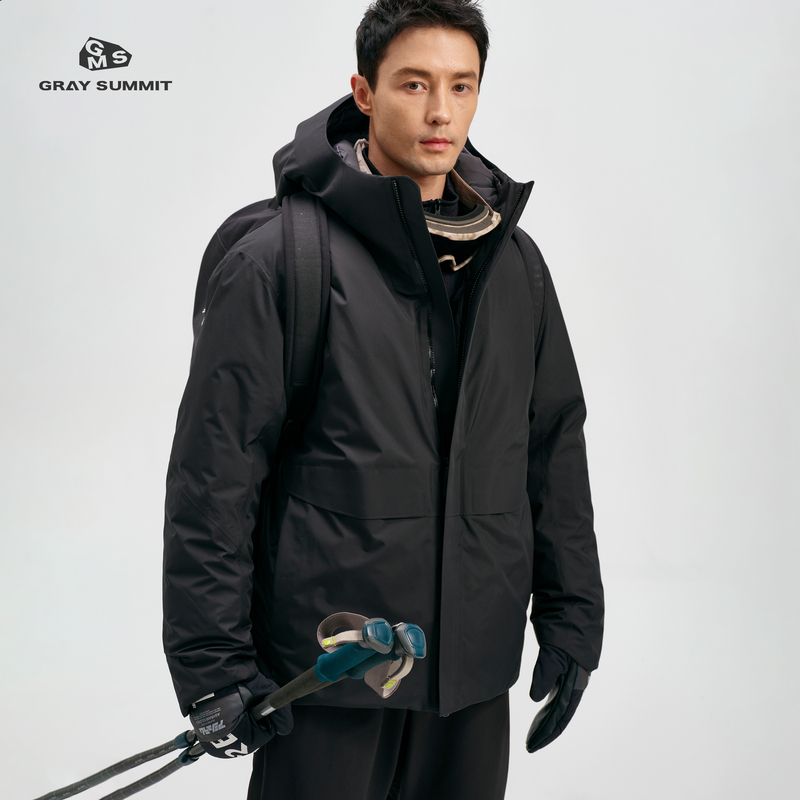 Gray Summit Toray Dermizax Three-Layer Laminated Silhouette Sorin Hooded Goose down Jacket for Men