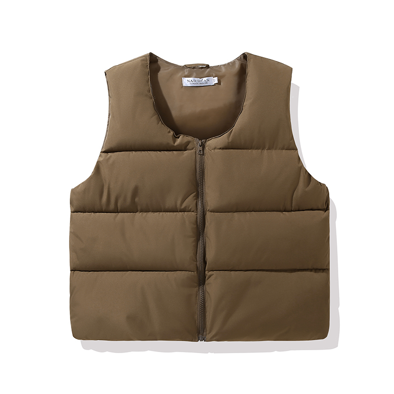 Men's Autumn and Winter Trendy Brand down Cotton Solid Color American-Style Vest, Warm and Thickened Casual Couple's Student Sleeveless Jacket