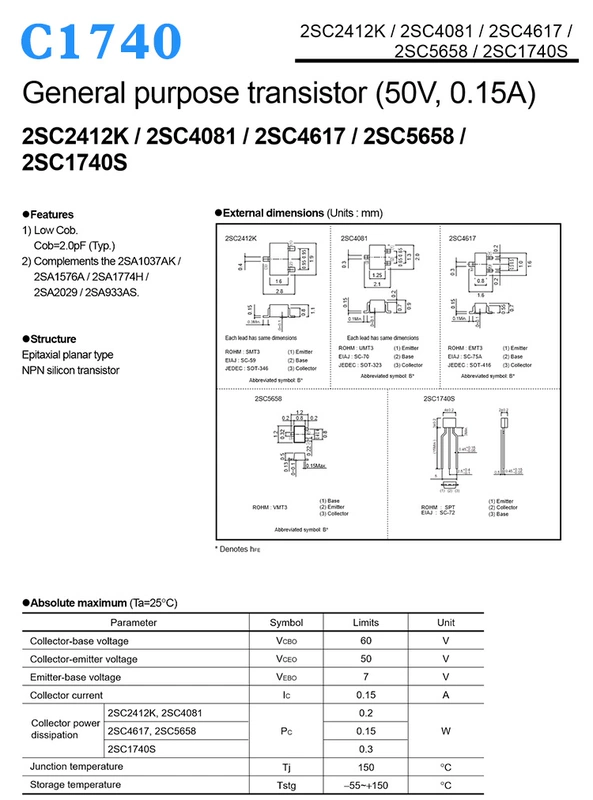 [Kích thước lô 0,08 nhân dân tệ] Bóng bán dẫn điện 2SA933 2SC1740 A933 C1740 bóng bán dẫn sang ống