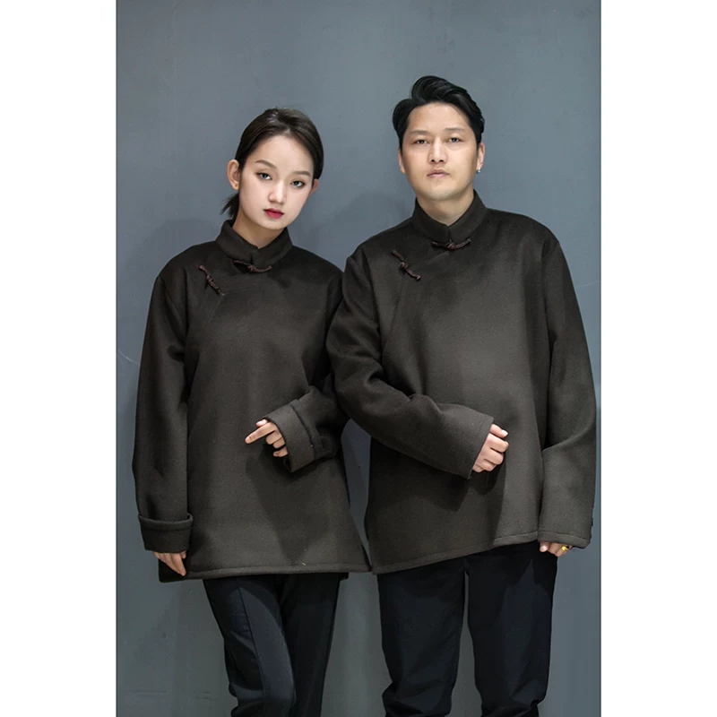 Retro elite short double-sided cashmere summer woolen demi-season jacket