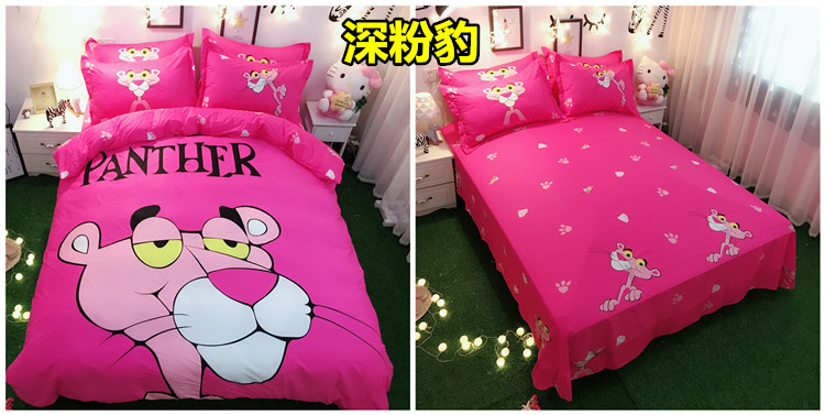 Cotton Hello Kitty bốn mảnh cô gái tim quilt cover sheets cotton phim hoạt hình kt mèo trẻ em giường trampoline ba mảnh