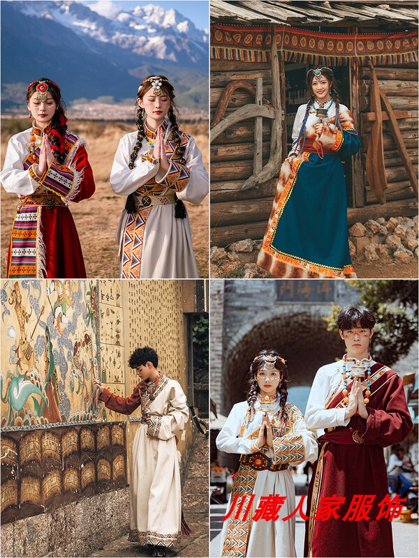 New Tibetan Clothing for Women, Noble Tibetan Robes, Tibetan Travel, Ethnic Minority Style Photoshoot, Tibetan Dance Performance Costumes