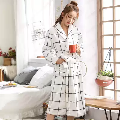 Pure cotton bathrobe towel material Hotel five-star couple men and women cotton autumn and winter nightgown pajamas thickened water absorption