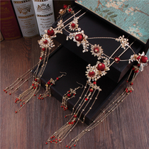 Brides wedding head decorated with golden ancient clothing stream Su hairstyle Walking Shake Suit Show and Fengguan Canopy Chinese Accessories